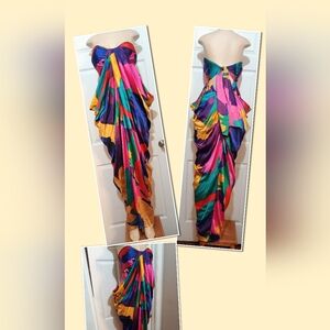NYCo. GU Strapless Multi-Color Draped Sides, Tie- Back. Size M